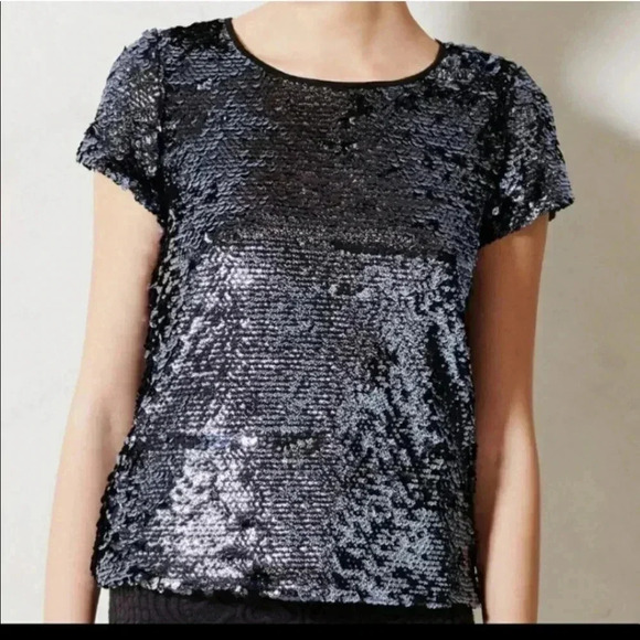 Anthropologie Leifsdottir Metallic Blue Sequin Top Concert Eras Tour - Picture 2 of 8